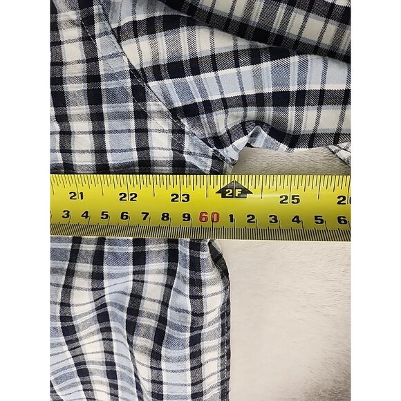 Coyote Mood Shirt Mens Large White/Blue Square Plaid Long Sleeve Snap Western - Picture 7 of 13